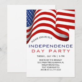 Invitación Blanco Rojo y Azul 4 de julio Día de la Independen
