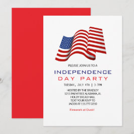 Invitación Blanco Rojo y Azul 4 de julio Día de la Independen