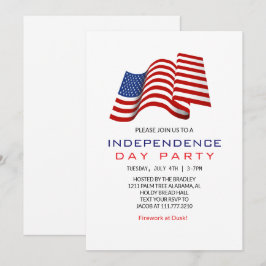 Invitación Blanco Rojo y Azul 4 de julio Día de la Independen