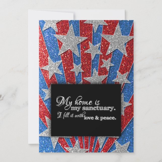 Invitación Blanco Rojo y Azul Hemos movido la parrilla de cal (Anverso)