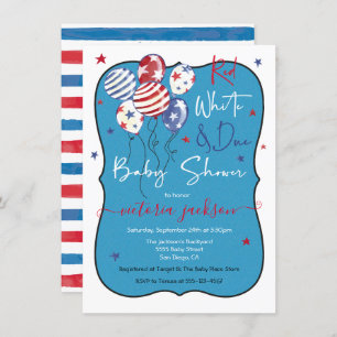 Invitación Blanco rojo y Baby Shower debido