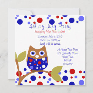 Invitación Blanco rojo y búho quién