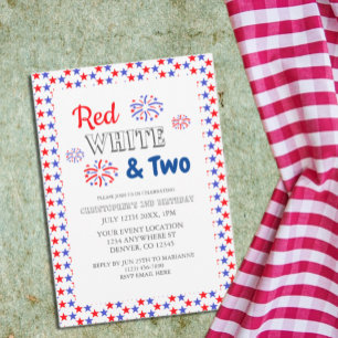 Invitación Blanco Rojo y Dos Años
