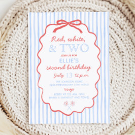 Invitación Blanco Rojo y Dos Años el 2 de Julio