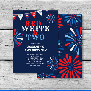 Invitación Blanco Rojo y DOS cumpleaños segundo