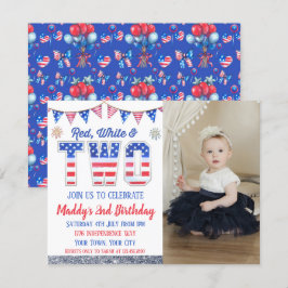 Invitación Blanco rojo y dos días de cumpleaños de la foto de