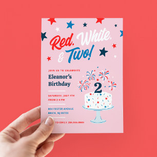 Invitación Blanco Rojo y dos Fiestas de cumpleaños