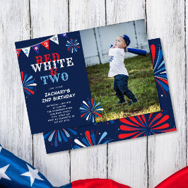 Invitación Blanco Rojo y dos fotos de cumpleaños