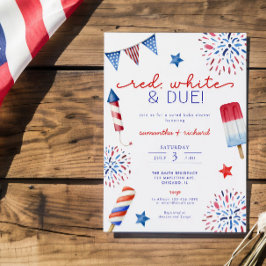 Invitación Blanco Rojo y la ducha de bebé del 4 de julio