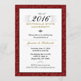 Invitación Blanco rojo y oro (para ella) Elegante invitado Gr
