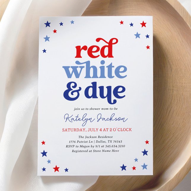 Invitación Blanco Rojo y Vencimiento 4 de Julio Baby Shower (Subido por el creador)