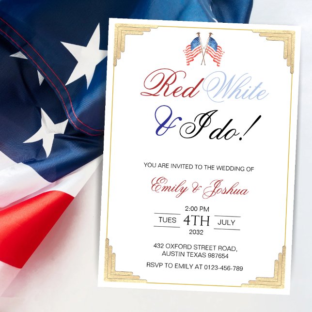 Invitación Blanco Rojo y yo hacemos 4 de julio Boda patriótic (Subido por el creador)