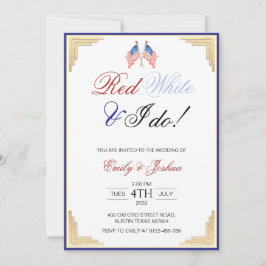 Invitación Blanco rojo y yo hacemos Boda patriótico americano