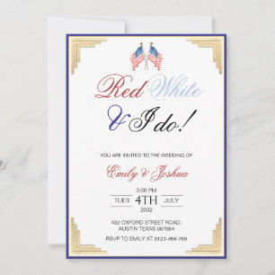 Invitación Blanco rojo y yo hacemos Boda patriótico americano