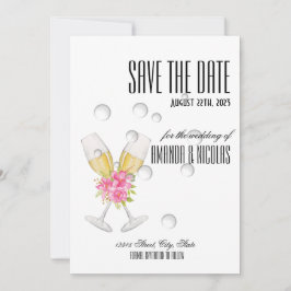 Invitación Blanco rosa elegante moderno Save The Date Boda I