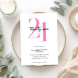 Invitación Blanco rosa Minimalista moderno 21 cumpleaños<br><div class="desc">Moderna invitación minimalista de 21 años con un diseño sencillo con tipografía de moda y escritura elegante.</div>