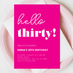 Invitación Blanco rosa Moderno 30 cumpleaños