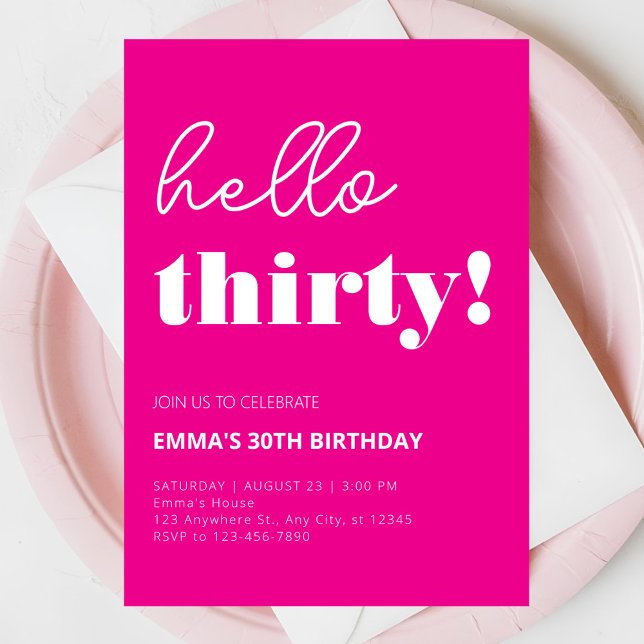 Invitación Blanco rosa Moderno 30 cumpleaños (Subido por el creador)