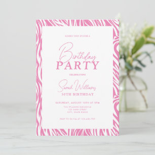 Invitación Blanco rosado moderno mínimo 30 cumpleaños