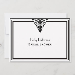 Invitación Blanco Vintage Art Deco Blk Qué Marco #1 H Ducha D