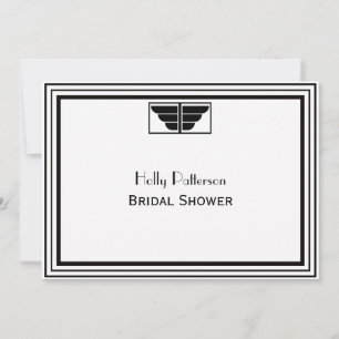 Invitación Blanco Vintage Art Deco Blk Qué Marco #2 H Ducha D