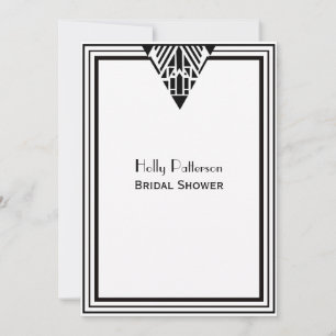 Invitación Blanco Vintage Art Deco Blk Whats Frame #1 V Ducha