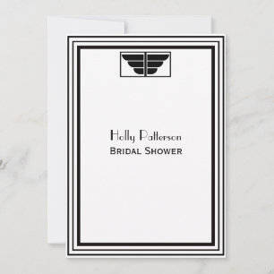 Invitación Blanco Vintage Art Deco Blk Whats Frame #2 V Ducha