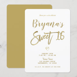 Invitación Blanco y dorado moderno minimal chic Cumpleaños Du