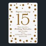 Invitación Blanco y fiesta de cumpleaños del dulce 15 de los<br><div class="desc">Blanco y dulce de los puntos del purpurina del oro 15 invitaciones de la fiesta de cumpleaños.</div>