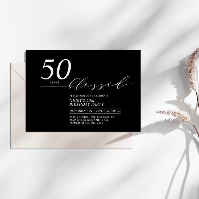 Invitación Blanco y negro | 50 Años Amados 50 Años Fiesta de  (Subido por el creador)