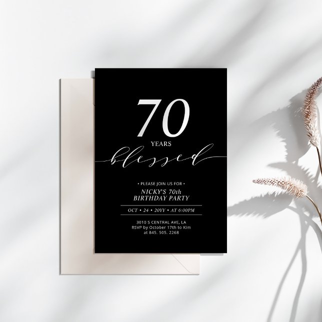 Invitación Blanco y negro | 70 Años Amados Fiesta de Cumpleañ (Subido por el creador)