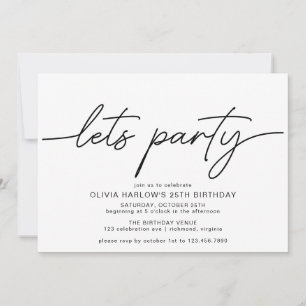 Invitación Blanco y negro   Aniversario simple moderno de cua