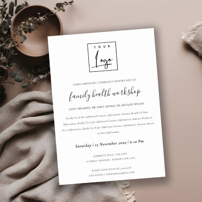 INVITACIÓN BLANCO Y NEGRO BLANCO BLANCO TU TALLER DE LOGO EVE (Subido por el creador)