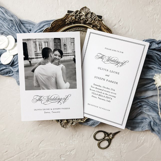 Invitación Blanco y negro | Boda de fotografía de elegancia i (Subido por el creador)