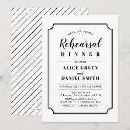 Invitación Blanco y negro | Cena de ensayo de Boda clásico
