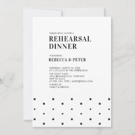 Invitación Blanco y negro | Cena moderna de ensayo Boda