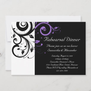 Invitación Blanco y negro con acento de nalga morado