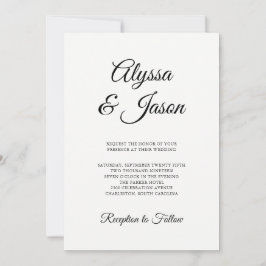 Invitación Blanco y negro de estilo | Boda