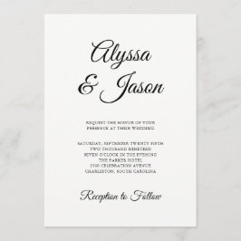 Invitación Blanco y negro de estilo | Boda