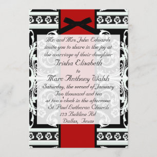 Invitación blanco y negro de la boda