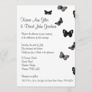 Invitación blanco y negro de la boda de la
