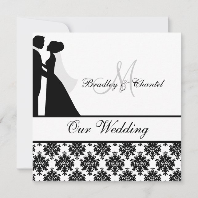 Invitación blanco y negro de la boda de los pares (Anverso)