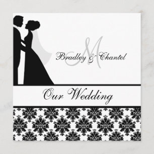 Invitación blanco y negro de la boda de los pares