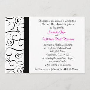 Invitación blanco y negro de la boda del Flourish