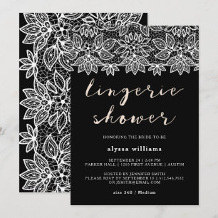 Invitación blanco y negro de la ducha de la ropa
