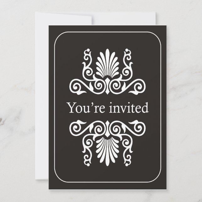Invitación blanco y negro de la fiesta de (Anverso)