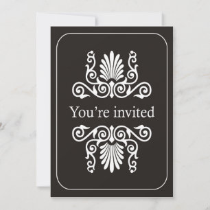 Invitación blanco y negro de la fiesta de