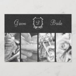Invitación blanco y negro de moda de la boda del