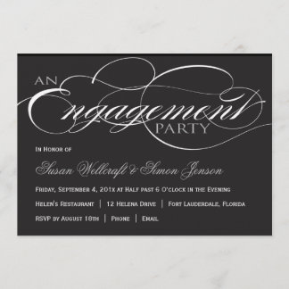 Invitación blanco y negro del fiesta de compromiso