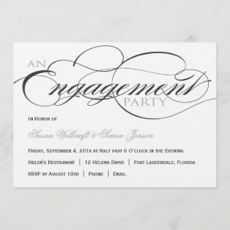 Invitación blanco y negro del fiesta de compromiso
